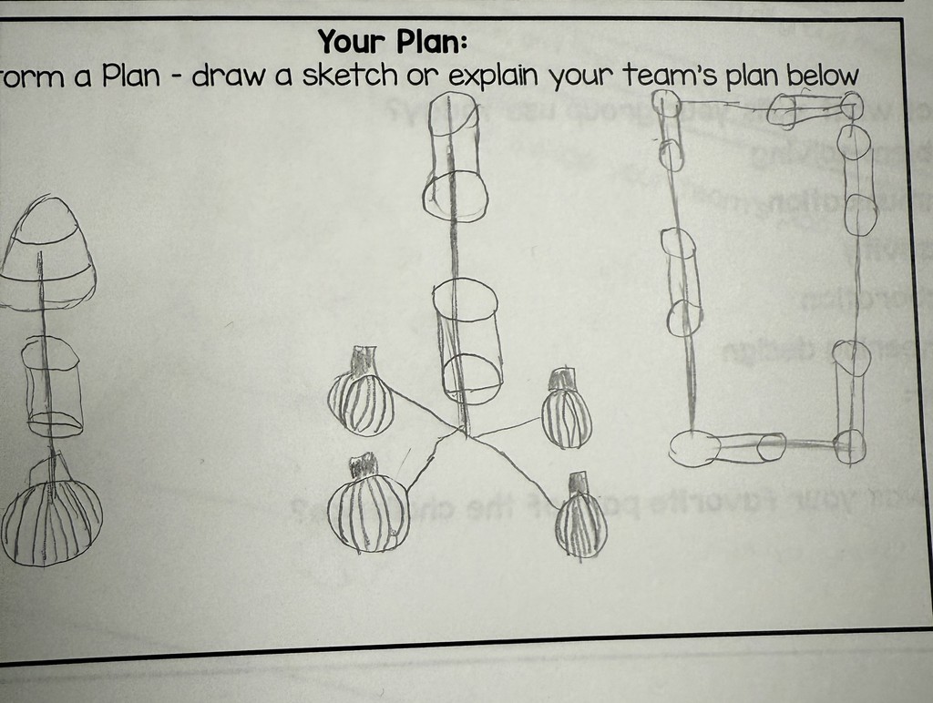 Student plan to make a tower sketched on paper