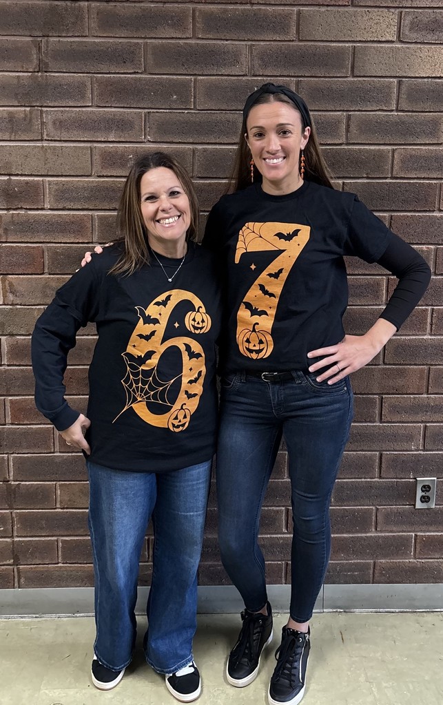 Marcy Marx and Katie Blomer making the Seniors smile on Halloween and 12th grade State Testing!