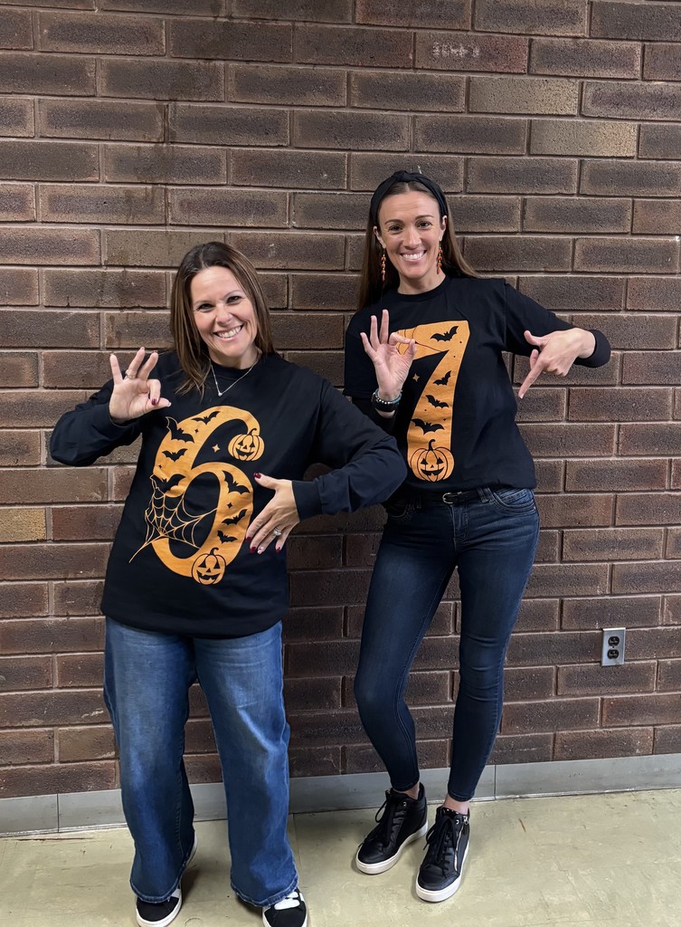 Marcy Marx and Katie Blomer making the Seniors smile on Halloween and 12th grade State Testing!