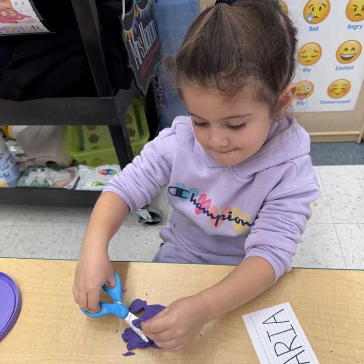 Playdough cutting and name tracing