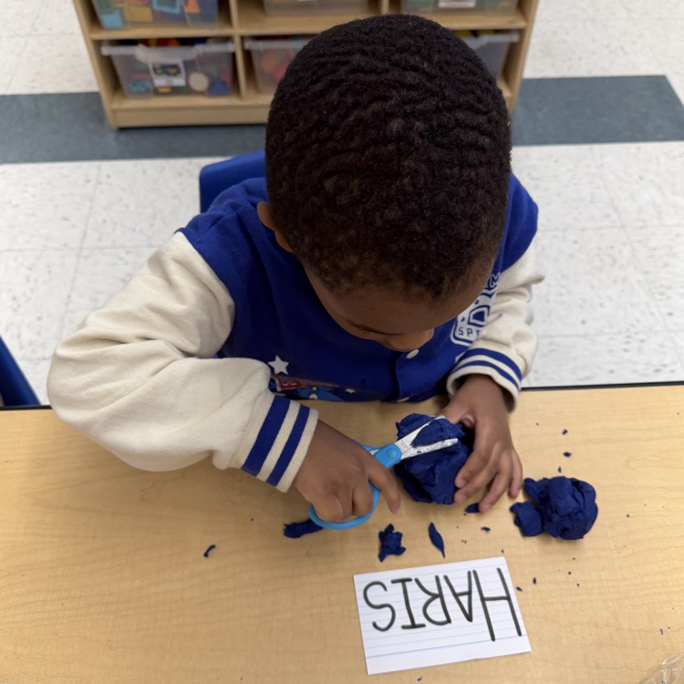playdough cutting and name tracing 