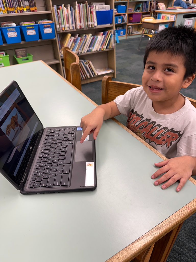 Student is excited to see a picture of a dinosaur!