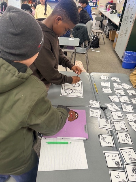 Students playing a math game