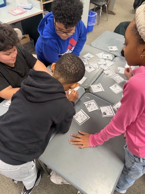 Students playing a math game