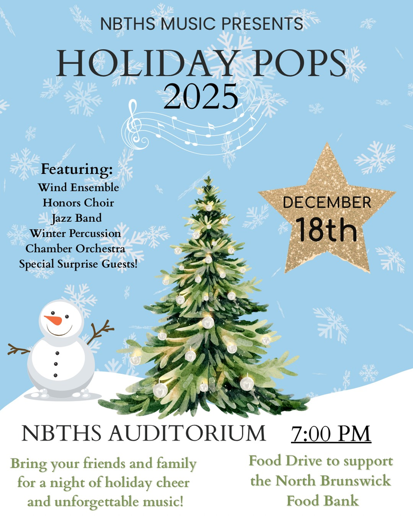 Join us for the Holiday Pops Show! Thursday, Dec 18th, 7 PM, at NBTHS.