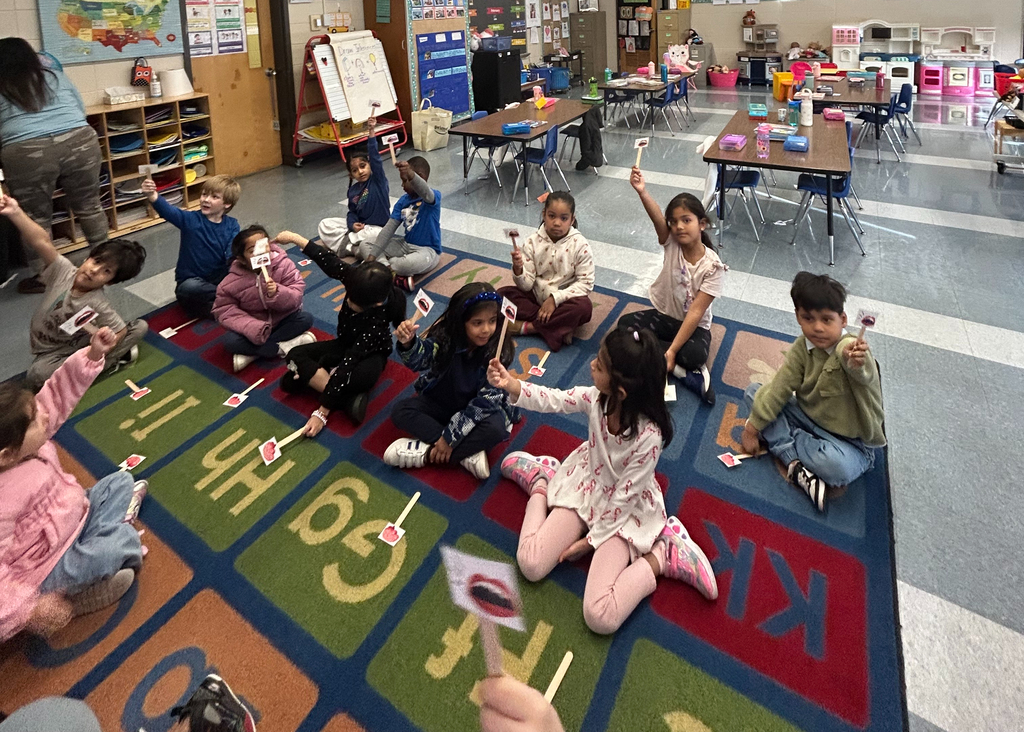 Pictured is Ms. Patti's class playing "think it or say it."