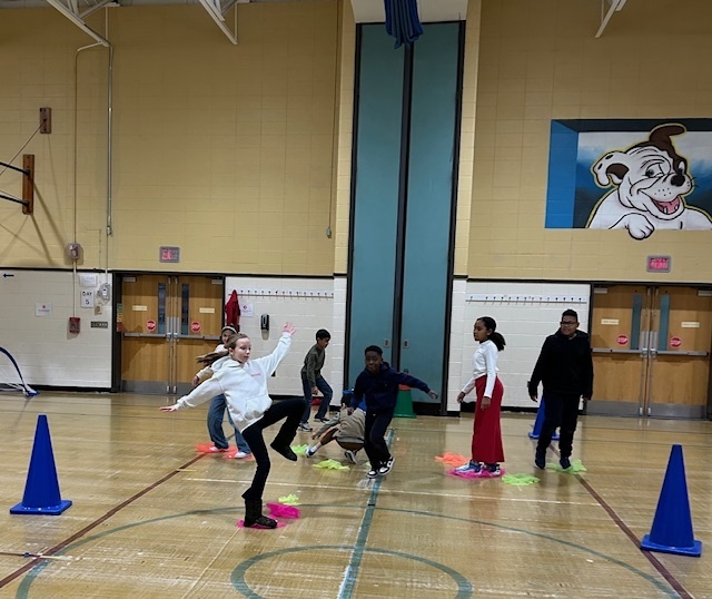 Working on lower body and core strength by scarf skating.