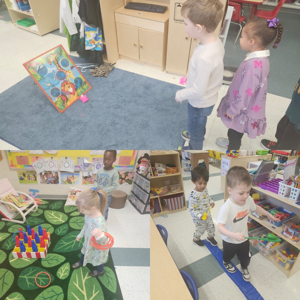Bean bag toss, ring toss and egg spoon balance