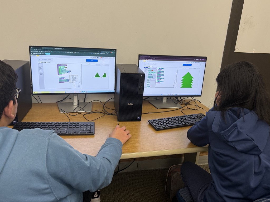 In Ms. Purohit's Computer Science Class, kids are busy coding Christmas tree using trinket platform. 