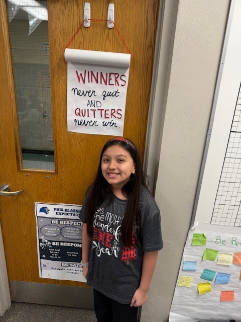 Student pictured with quote