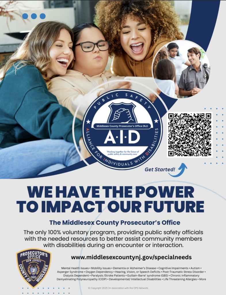 Flyer for AID with website: www.middlesexcounty.nj.gov/specialneeds