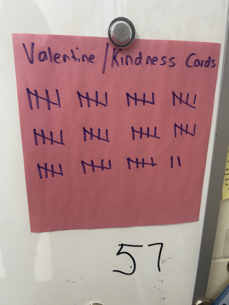 Tally marks that add up to 57