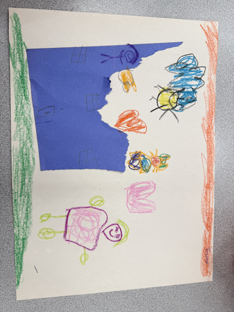 LP Kindergarten students turning scrap paper into art after reading Beautiful Oops!