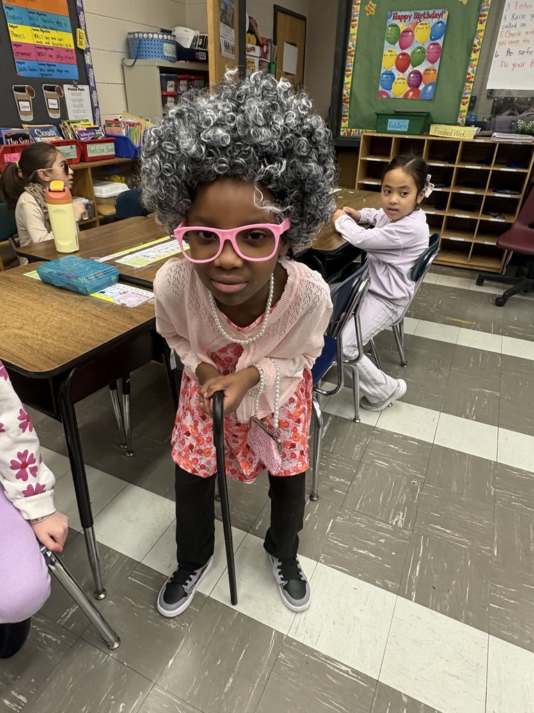 Students dressed up as 100 year olds