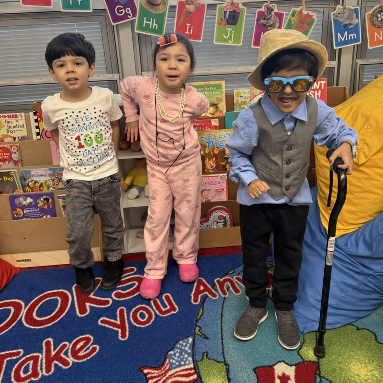 Students dressed up for 100th Day