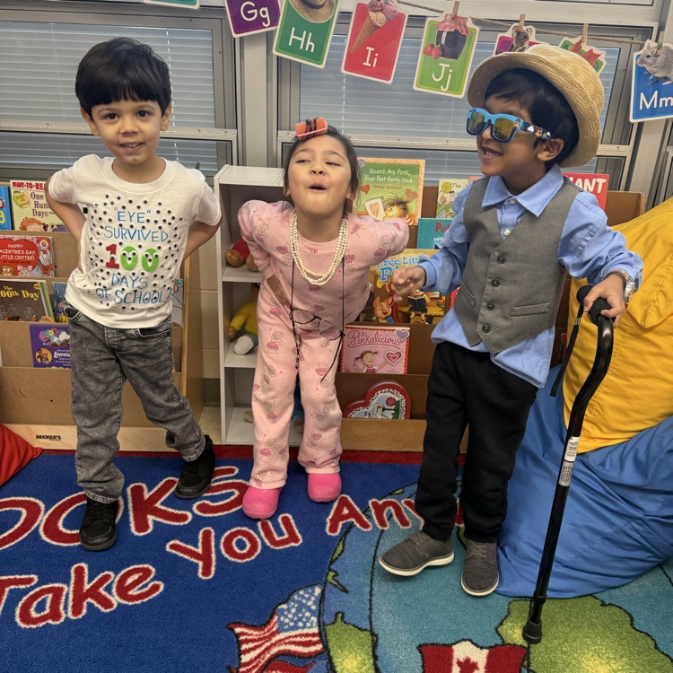 Students dressed up for 100th Day