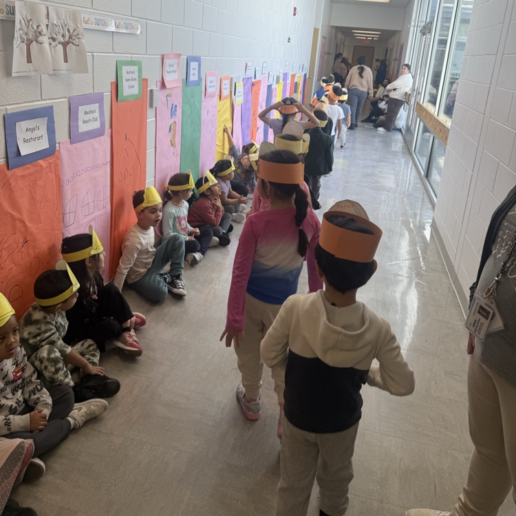 Student lined up in the hallway