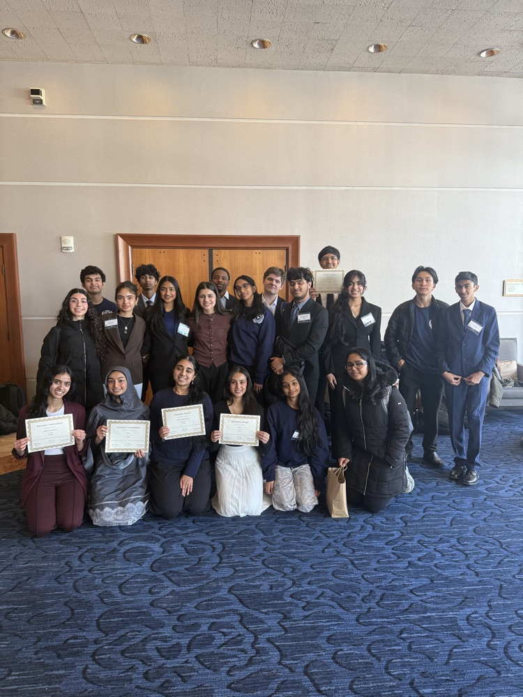 Group of HS Conference Award Winners holding certificates