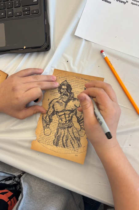 Image of Zeus on text paper 
