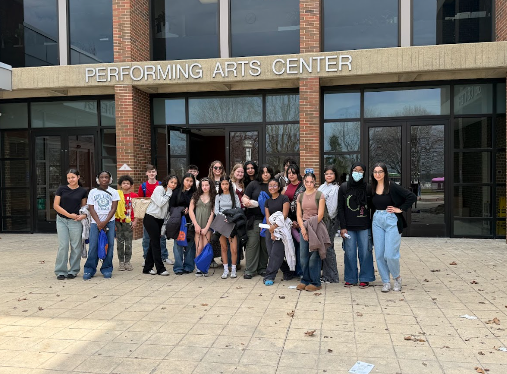 group shot  of students outside the Performing Arts Center