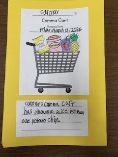 Comma Cart activity sheet