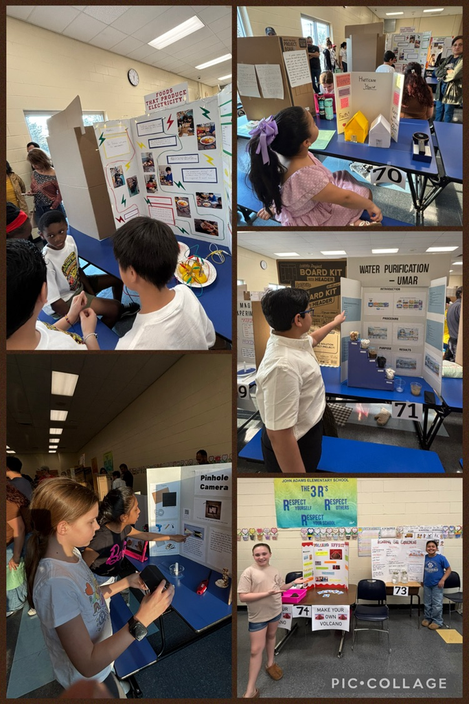 Students presenting science fair projects