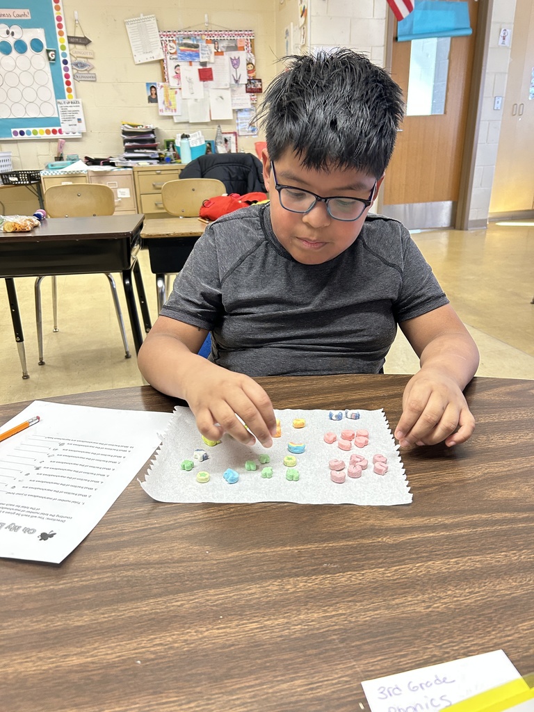 A student is counting marshmallows.