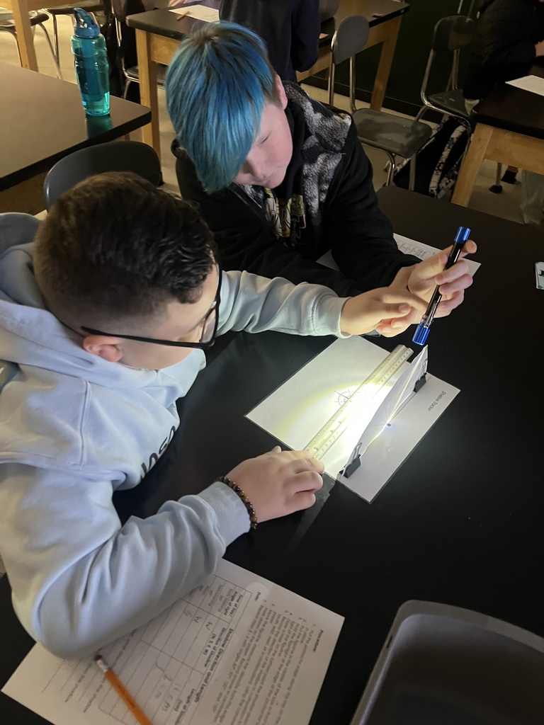 Student using flashlights for a Shadow investigation