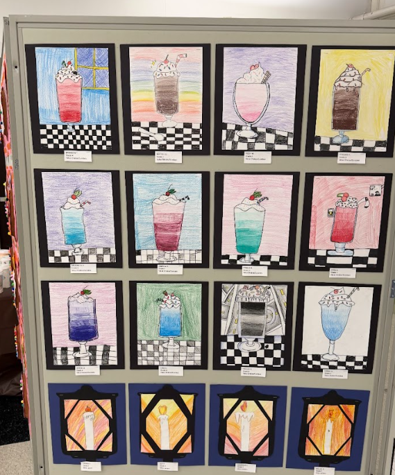 artwork display of student work