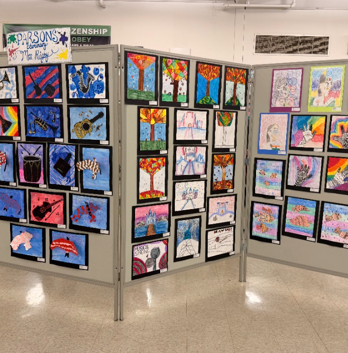 artwork display of student work