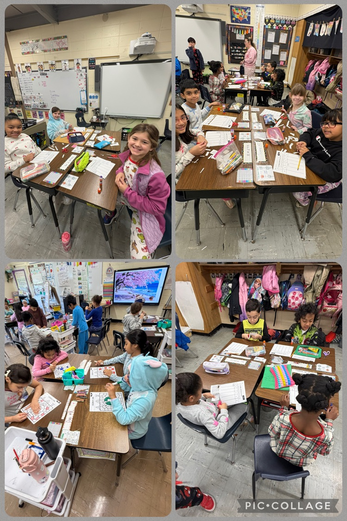 Students working at tables