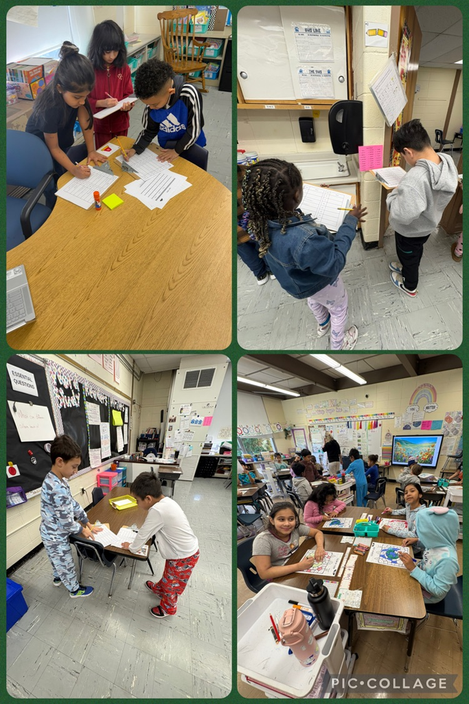 Students working at tables