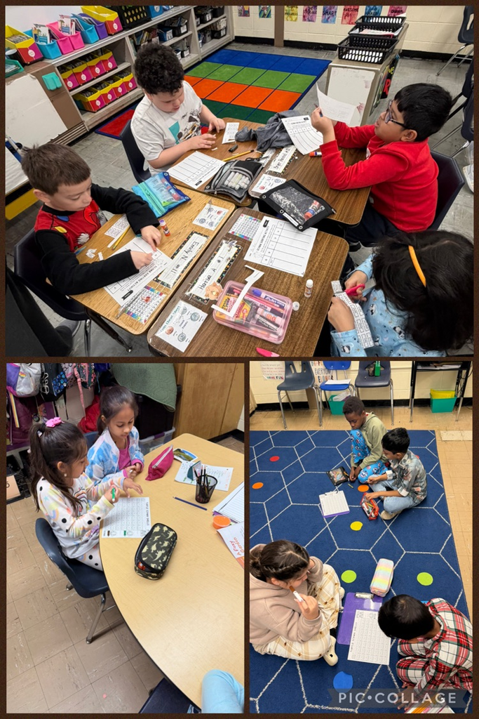 Students working at tables