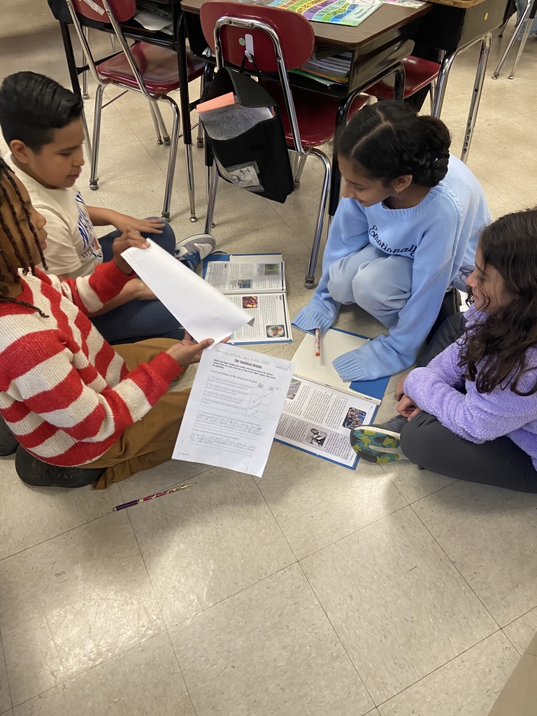 Students sitting on the floor in a group working together