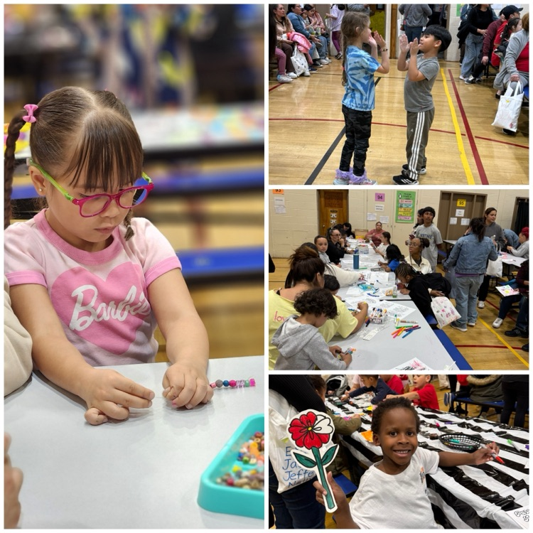 Families at an event in a school cafeteria