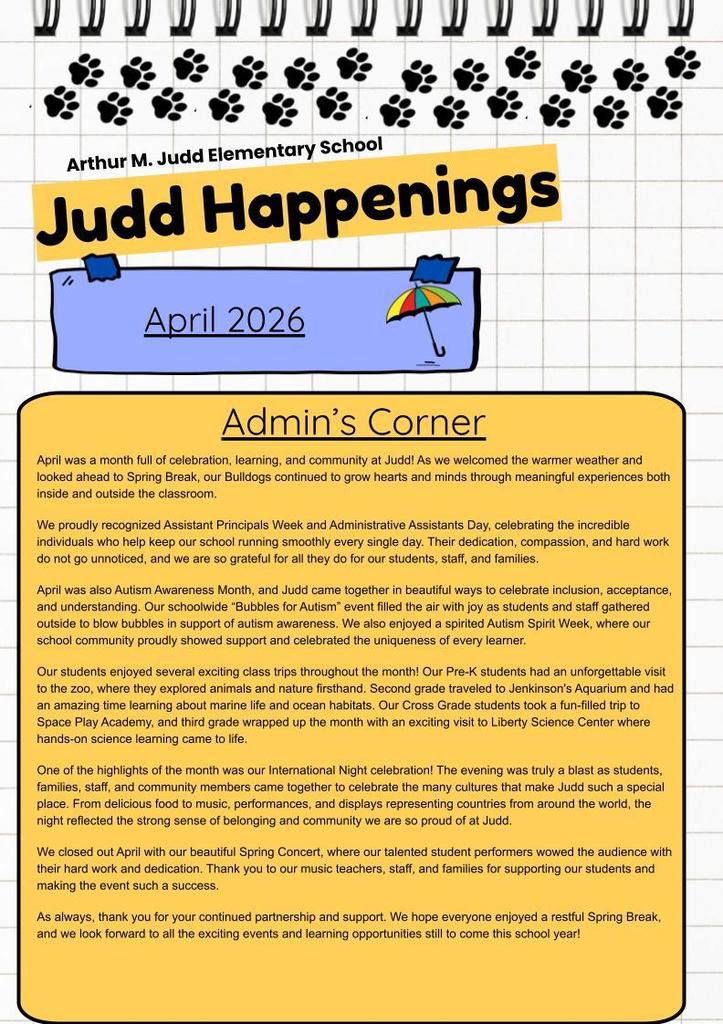 Judd Happenings April 