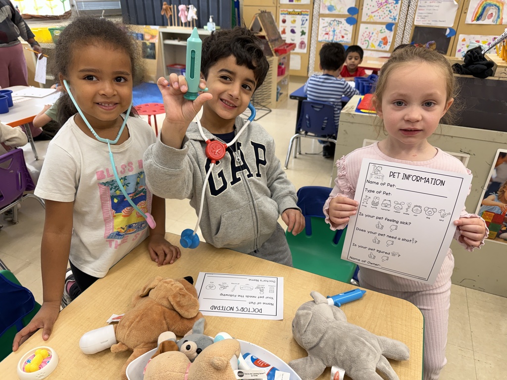 Students enjoyed filling out the patient information forms and writing prescriptions for their pets.