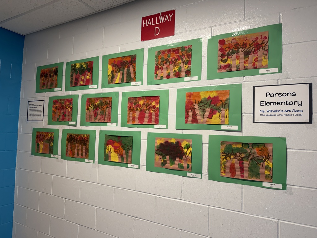 Student artwork in a hallway