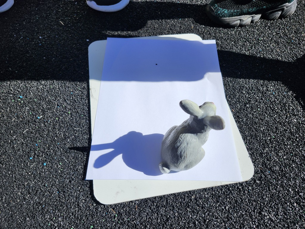 Bunny statue on a piece of paper