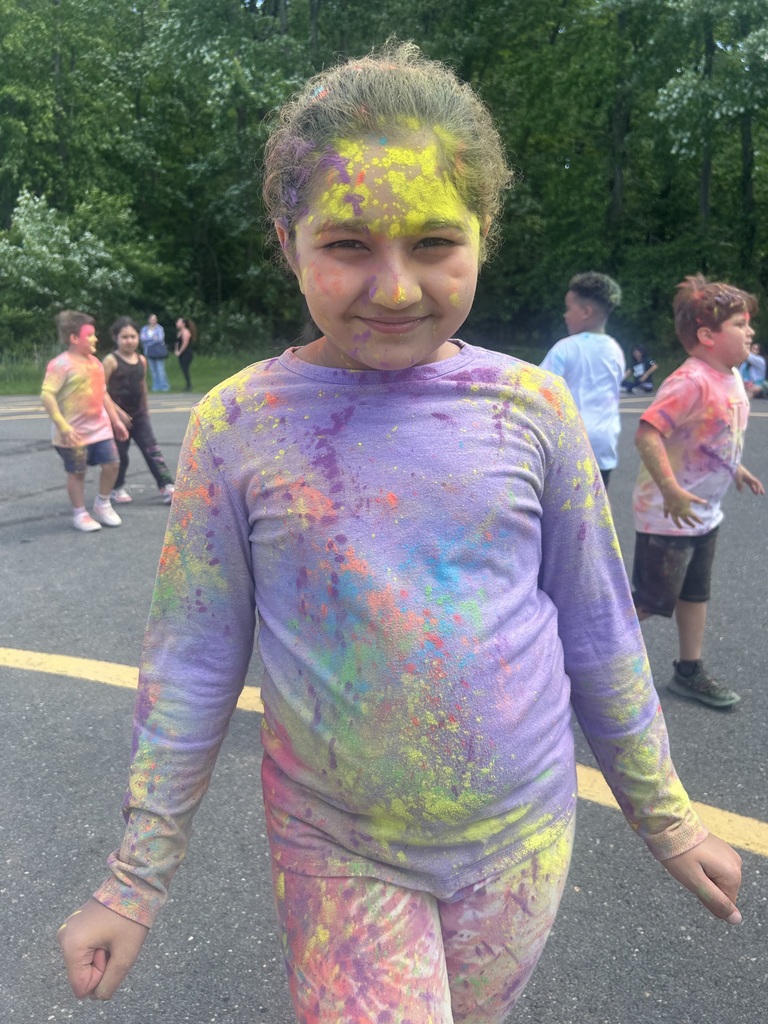 Student with color all over her