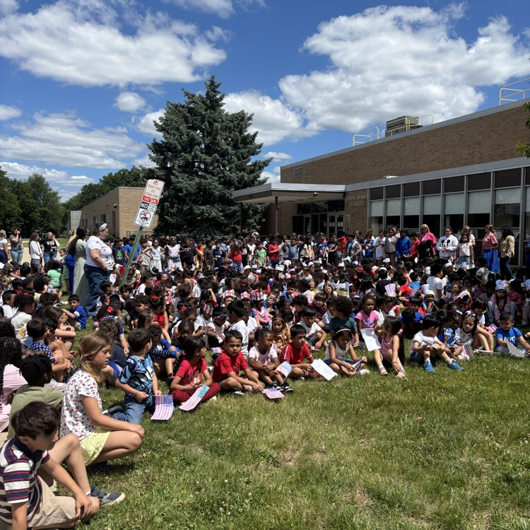 students at a flag day assembly