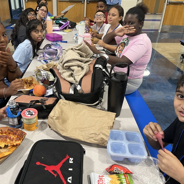 Kids eating lunch in the cafeteria