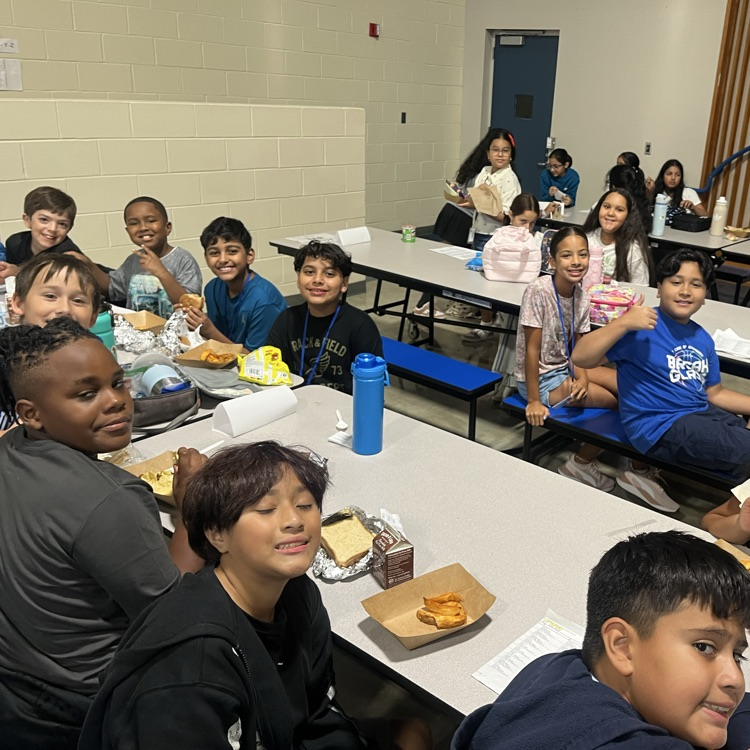Kids eating lunch in the cafeteria