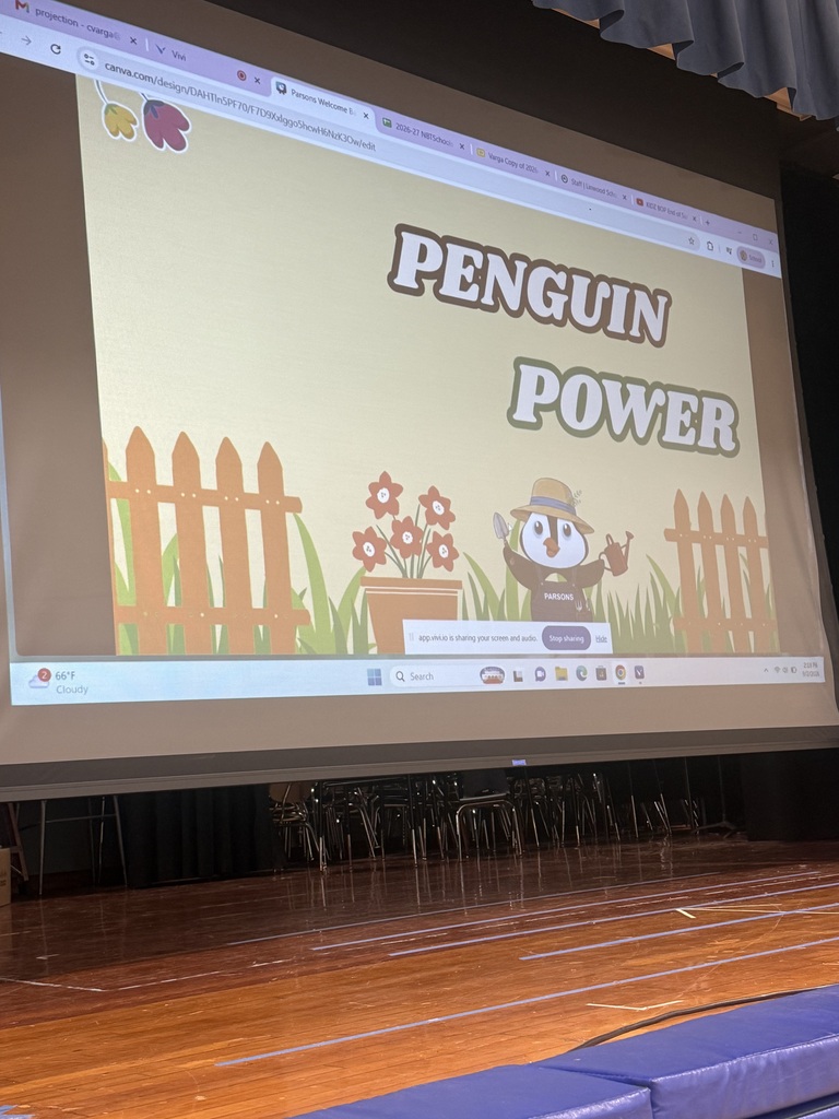 Screen with Penguin Power on it