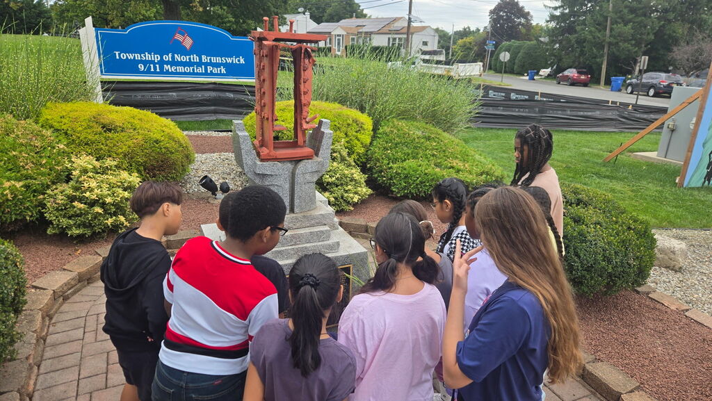 Students visiting a 9/11 memorial