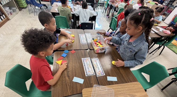 Students working at centers
