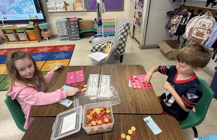 Students working at centers