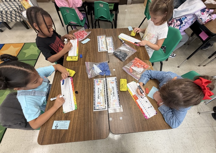 Students working at centers