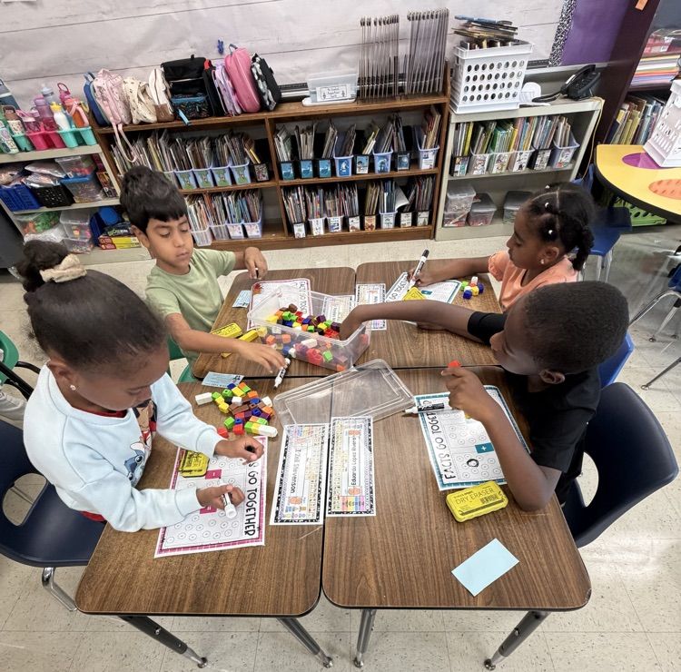 Students working at centers