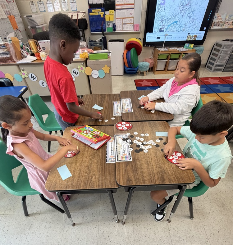 Students working at centers